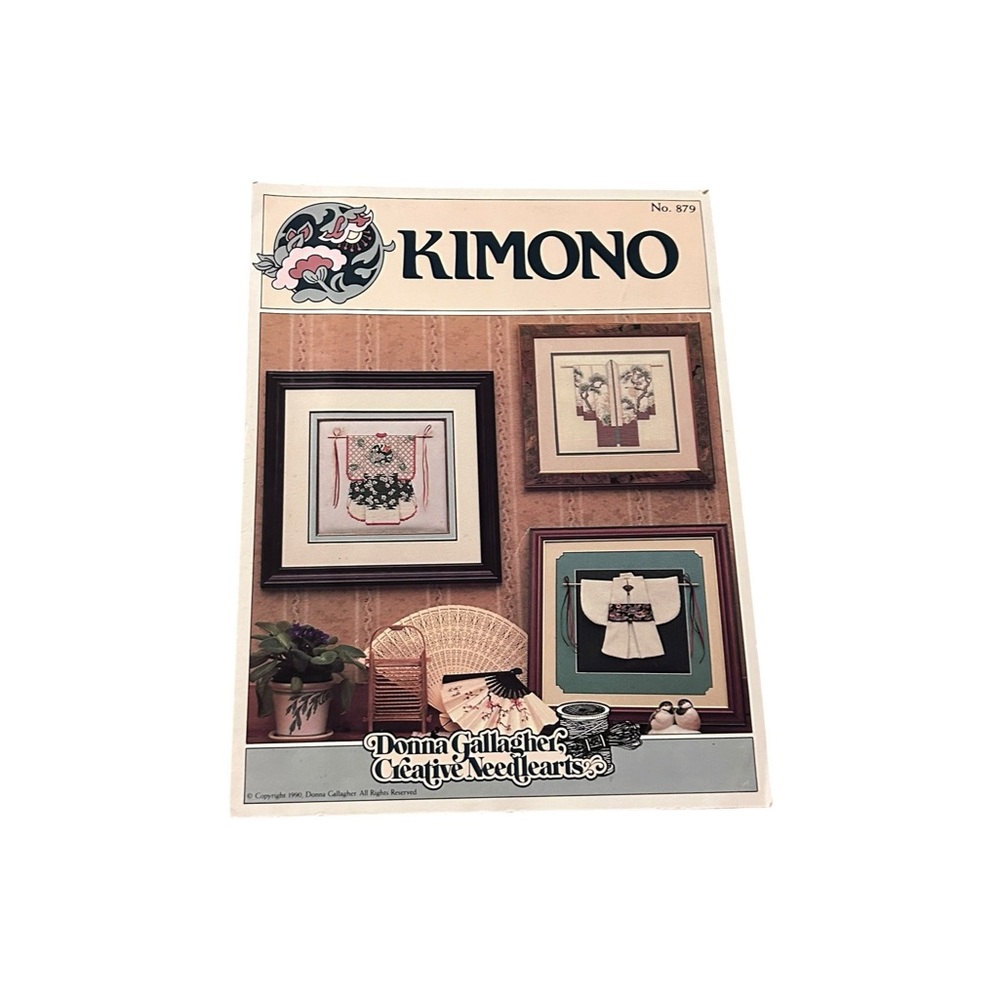 VTG 1990 Donna Gallagher Kimono Cross Stitch Pattern Leaflet No 879 Needlearts